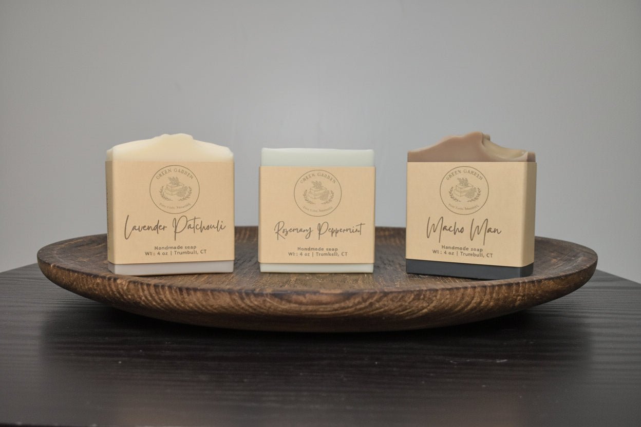 Natural Soap Trio – Lavender Patchouli, Rosemary Peppermint & Macho Man